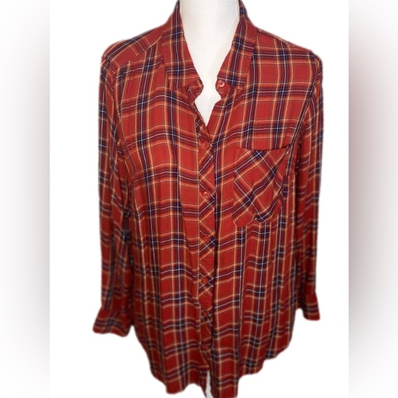 Terra & Sky Red Plaid Button-Down Shirt – Size 0X (14W) - Picture 2 of 8